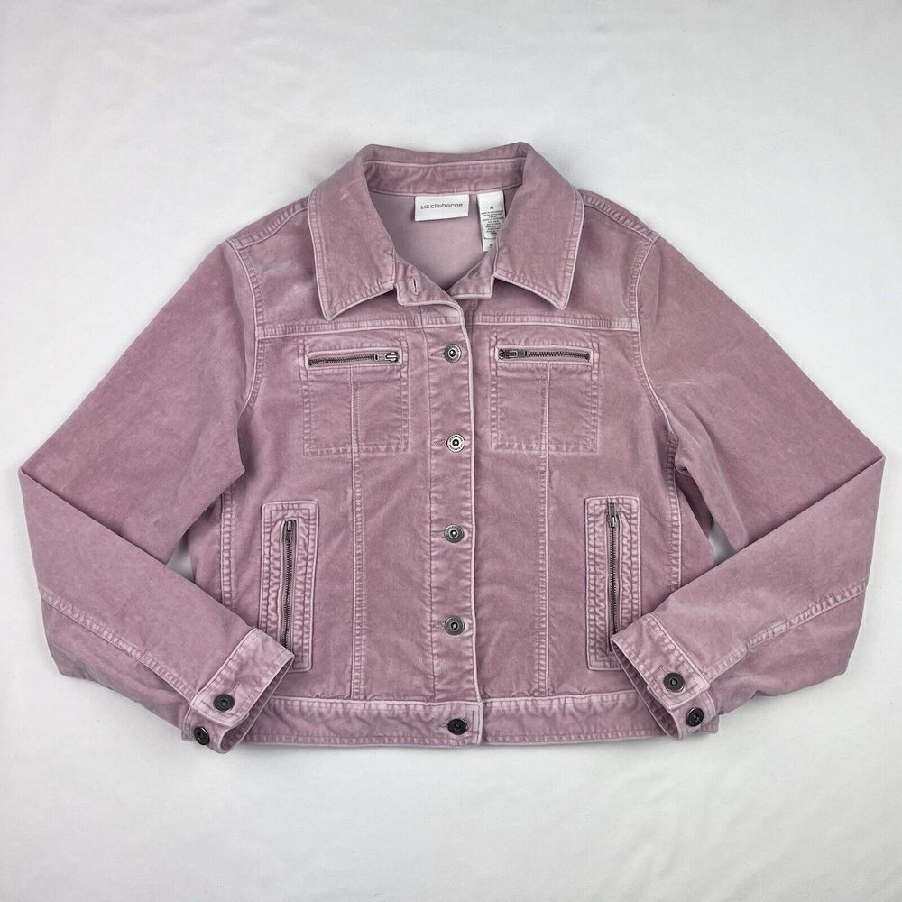 Liz Claiborne Medium Blush Pink Velvet Button Collar Jacket